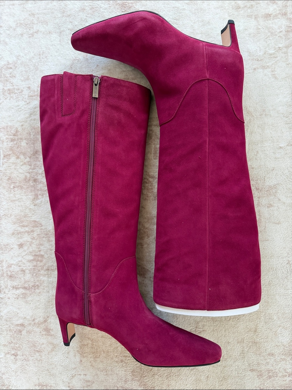 Vince Camuto Avriah Wine-Red Suede Knee Boots 9.5 Wide Calf